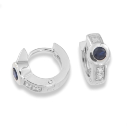 Cercei Creole din argint  cu pietre Cubic Zirconia Incolor, Corindon