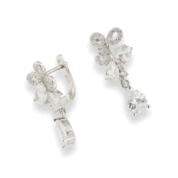 Cercei din argint  cu pietre Cubic Zirconia Incolor