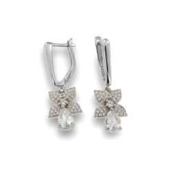 Cercei din argint  cu pietre Cubic Zirconia Incolor