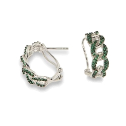 Cercei din argint  cu pietre Cubic Zirconia Verde