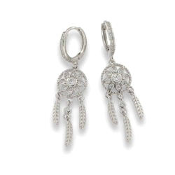 Cercei Creole din argint  cu pietre Cubic Zirconia Incolor