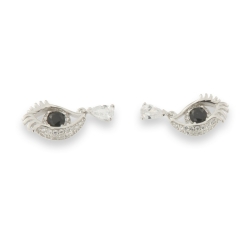 Cercei Pusete din argint  cu pietre Cubic Zirconia Incolor, Safir Portocaliu