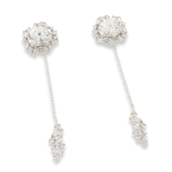 Cercei Pusete din argint  cu pietre Cubic Zirconia Incolor