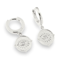 Cercei Creole din argint  cu pietre Cubic Zirconia Incolor