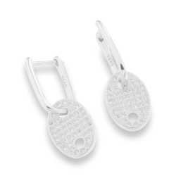 Cercei Creole din argint  cu pietre Cubic Zirconia Incolor