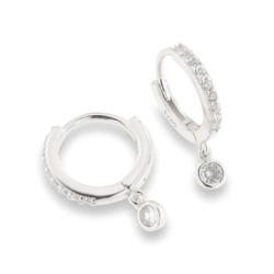 Cercei Creole din argint  cu pietre Cubic Zirconia Incolor