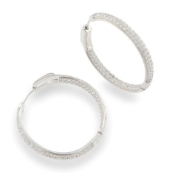 Cercei Creole din argint  cu pietre Cubic Zirconia Incolor