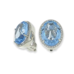 Cercei din argint  cu pietre Cubic Zirconia Incolor, Cubic Zirconia Albastru