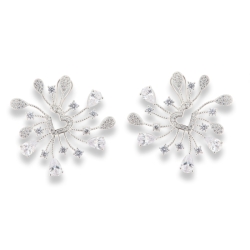 Cercei Pusete din argint  cu pietre Cubic Zirconia Incolor