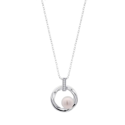 Colier din argint  cu pietre Cubic Zirconia Incolor, Perla Albă