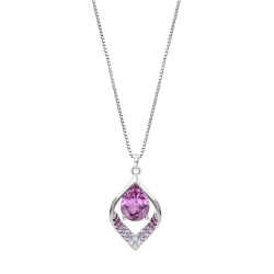 Colier din argint  cu pietre Cubic Zirconia Incolor, Cubic Zirconia Roz