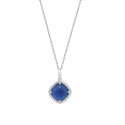 Colier din argint  cu pietre Cubic Zirconia Incolor, Cubic Zirconia Albastru