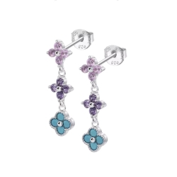 Cercei din argint  cu pietre Cubic Zirconia Multicoloră