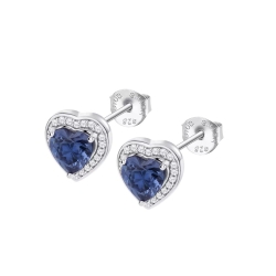 Cercei din argint  cu pietre Cubic Zirconia Incolor, Cubic Zirconia Albastru