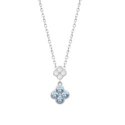 Colier din argint  cu pietre Cubic Zirconia Incolor, Cubic Zirconia Albastru