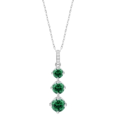 Colier din argint  cu pietre Cubic Zirconia Incolor, Cubic Zirconia Verde
