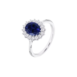 Inel din argint  cu pietre Cubic Zirconia Incolor, Cubic Zirconia Albastru