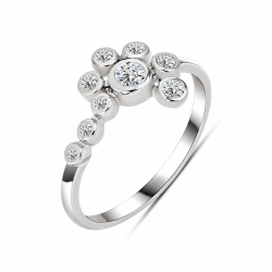 Inel din aur alb cu Cubic Zirconia Incolor