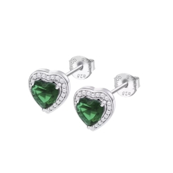 Cercei din argint  cu pietre Cubic Zirconia Incolor, Cubic Zirconia Verde