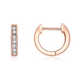 Cercei Creole din aur roz cu pietre Diamant