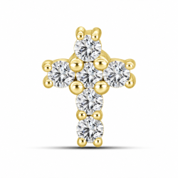 Cruce din aur galben cu Cubic Zirconia Incolor