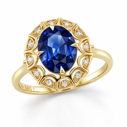 Inel din aur galben cu Diamant, Safir