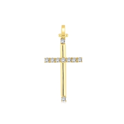 Cruce din aur galben cu pietre Diamant