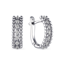 Cercei Creole din argint  cu pietre Cubic Zirconia Incolor