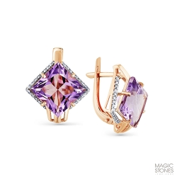 Cercei din aur roz cu pietre Cubic Zirconia Incolor, Ametist
