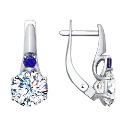 Inel din aur alb cu pietre Cubic Zirconia Incolor, Cubic Zirconia Albastru