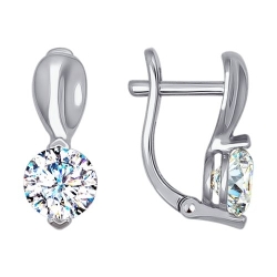 Cercei din aur alb cu pietre Cubic Zirconia Incolor