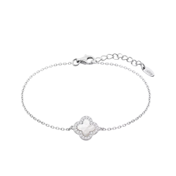Brățară din argint  cu pietre Cubic Zirconia Incolor, Sidef Alb