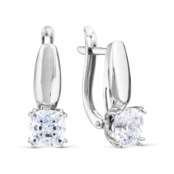 Cercei din aur alb cu pietre Cubic Zirconia Incolor