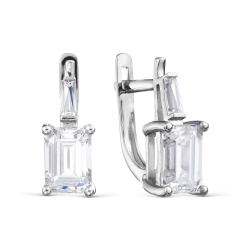 Cercei din aur alb cu pietre Cubic Zirconia Incolor