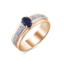 Inel din aur roz cu pietre Diamant, Safir