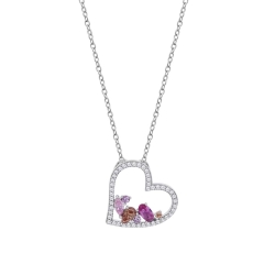 Colier din argint  cu pietre Cubic Zirconia Multicoloră
