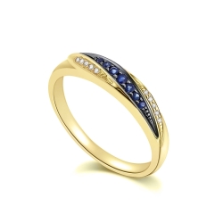Inel din aur galben cu pietre Diamant, Safir
