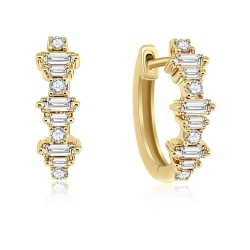 Cercei Creole din aur galben cu pietre Diamant