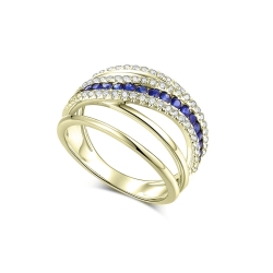 Inel din aur galben cu pietre Diamant, Safir