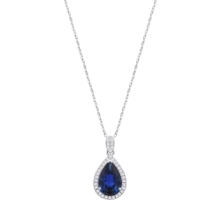 Colier din argint  cu pietre Cubic Zirconia Incolor, Cubic Zirconia Albastru