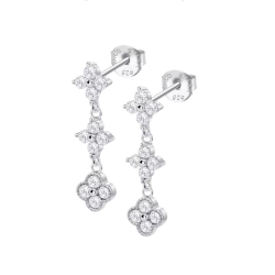 Cercei din argint  cu pietre Cubic Zirconia Incolor