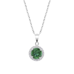 Colier din argint  cu pietre Cubic Zirconia Incolor, Cubic Zirconia Verde