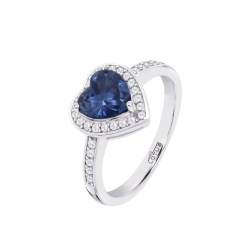 Inel din argint  cu pietre Cubic Zirconia Incolor, Cubic Zirconia Albastru