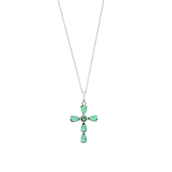 Colier din argint  cu pietre Cubic Zirconia Verde