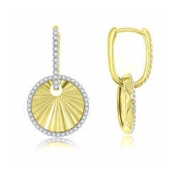 Cercei Creole din aur galben cu pietre Diamant