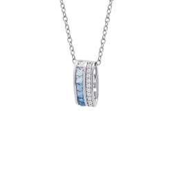 Colier din argint  cu pietre Cubic Zirconia Incolor, Cubic Zirconia Albastru