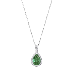 Colier din argint  cu pietre Cubic Zirconia Incolor, Cubic Zirconia Verde