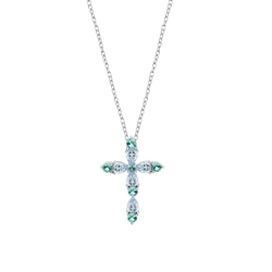 Colier din argint  cu pietre Cubic Zirconia Incolor, Cubic Zirconia Albastru și Cubic Zirconia Verde