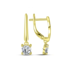 Cercei din aur galben cu pietre Cubic Zirconia Incolor