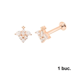 Cercel din aur roz cu pietre Diamant